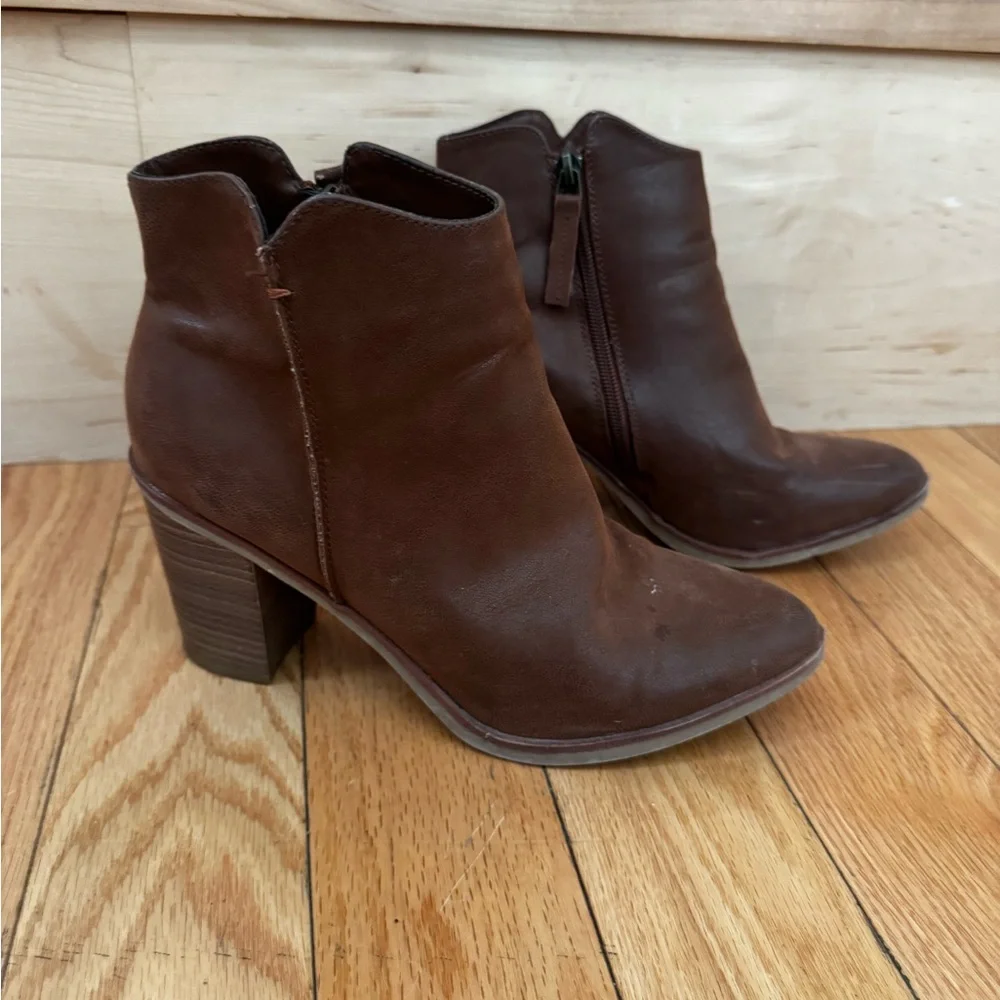 MIA Dark Brown Ankle Booties Vegan Leather